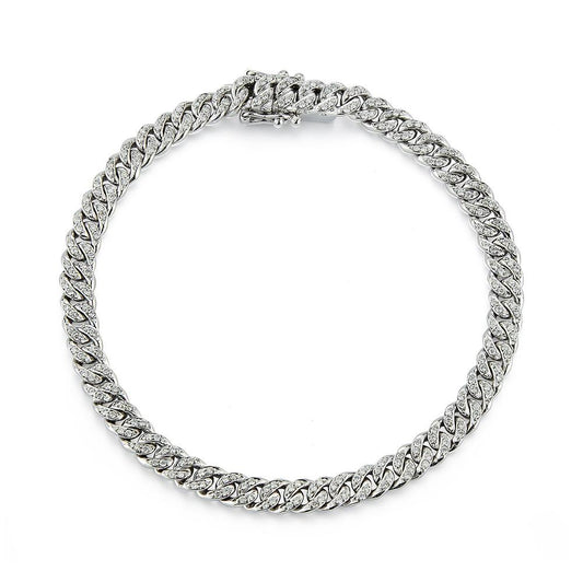 Cuban Link with Pave Diamond Bracelet