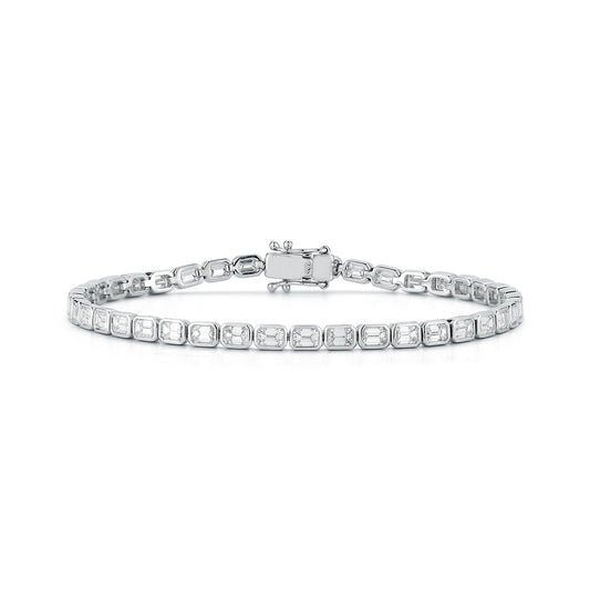 Bezel Emerald Diamonds Tennis Bracelet