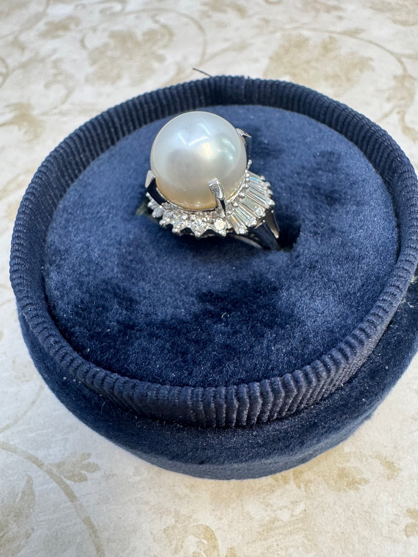 Pearl Halo Diamond Ring