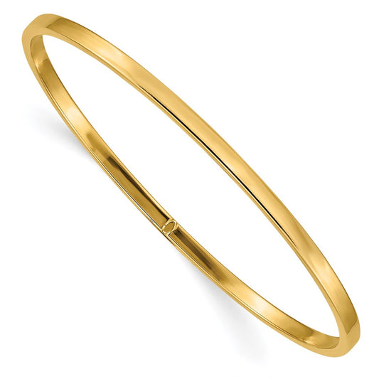 14k 3mm Polished Square Tube Slip-on Bangle