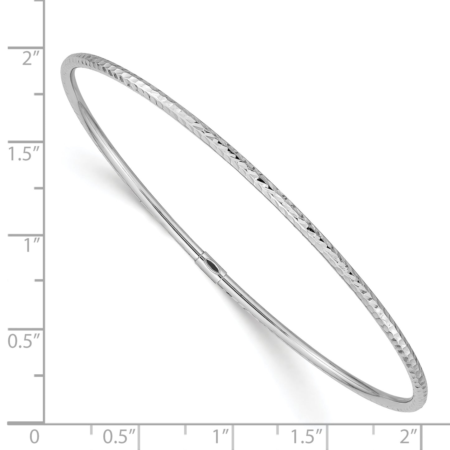 14k White Gold 2mm Diamond-cut Slip-on Bangle