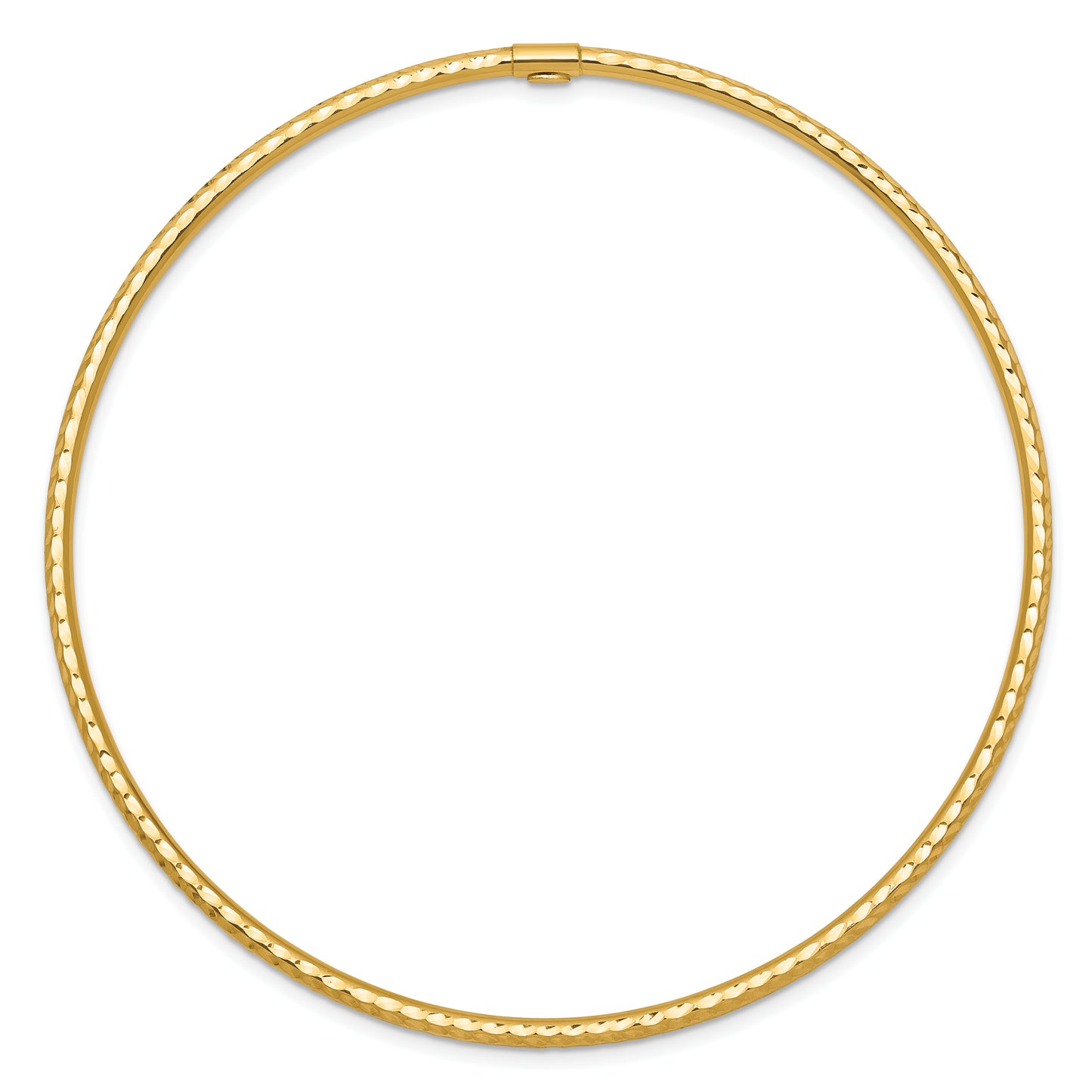 14k 2mm Diamond-cut Tube Slip-on Bangle