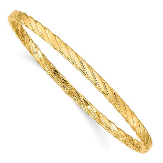 14K 4mm Textured Twist Slip-on Bangle