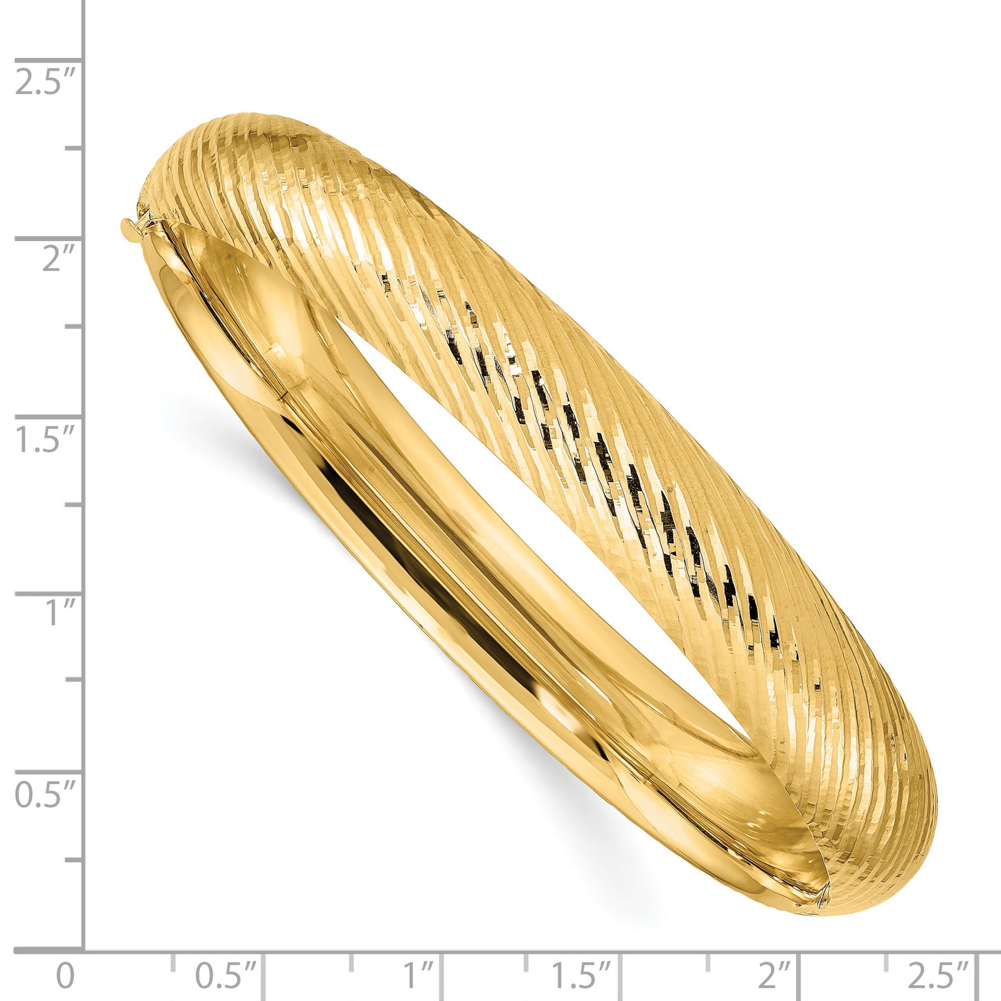 14k 7/16 Textured Hinged Bangle