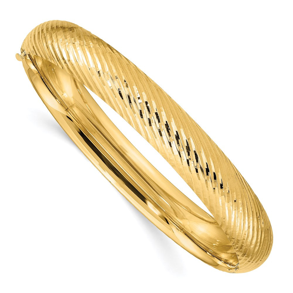 14k 7/16 Textured Hinged Bangle