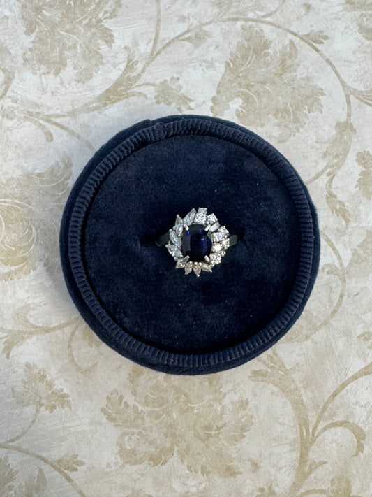 Sapphire Diamond Halo Ring