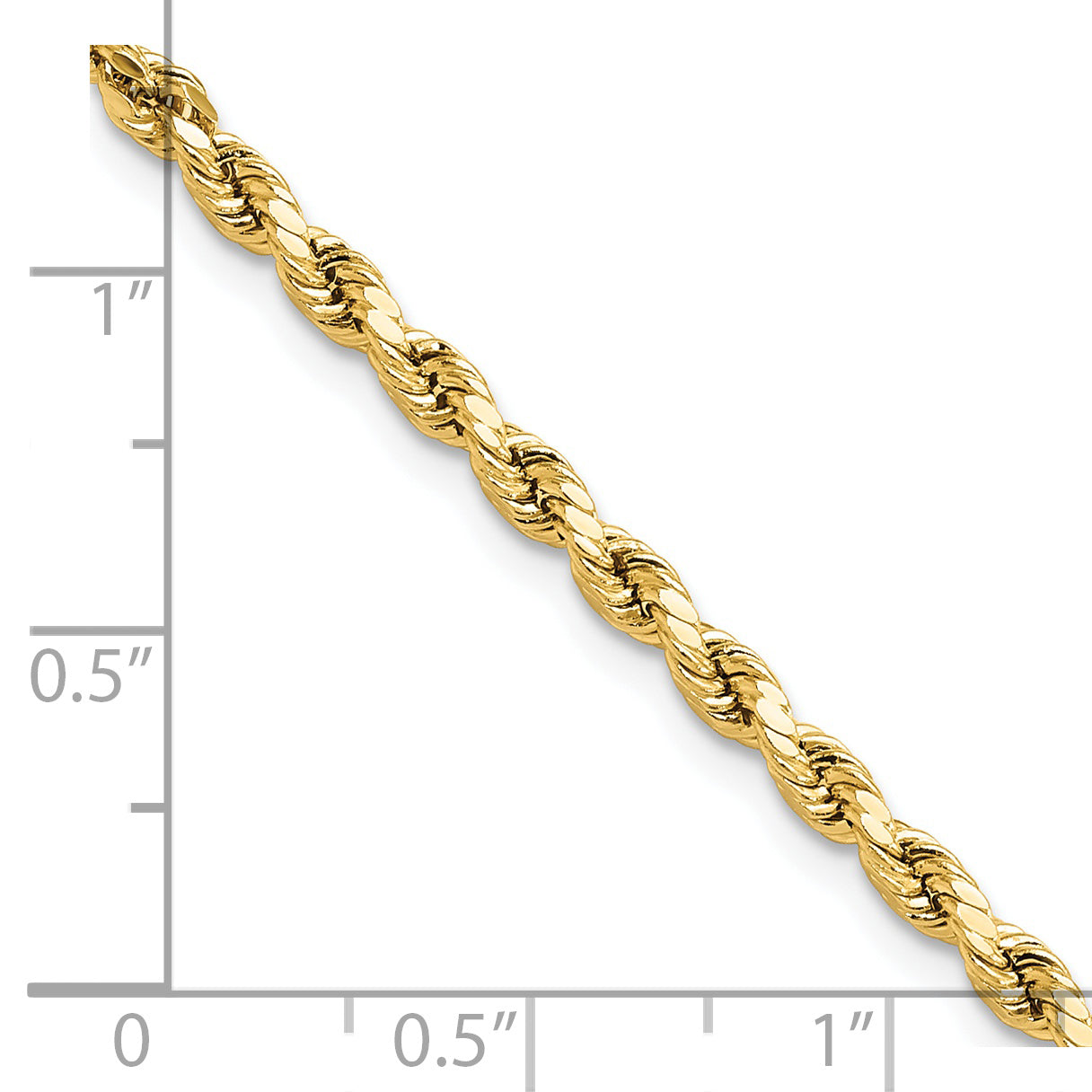 14k 3mm Semi-solid D/C Rope Chain