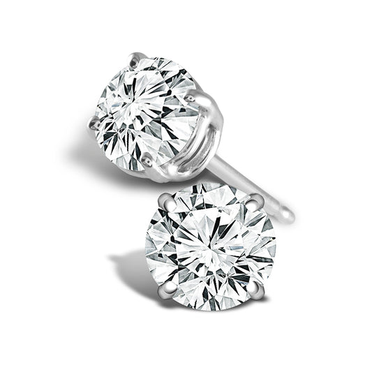 Diamond Solitaire Earrings 0.05 ct tw Round 14k White Gold