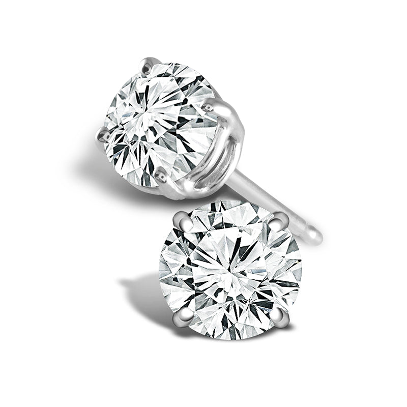 Diamond Solitaire Earrings 1.25 ct tw Round 14k White Gold