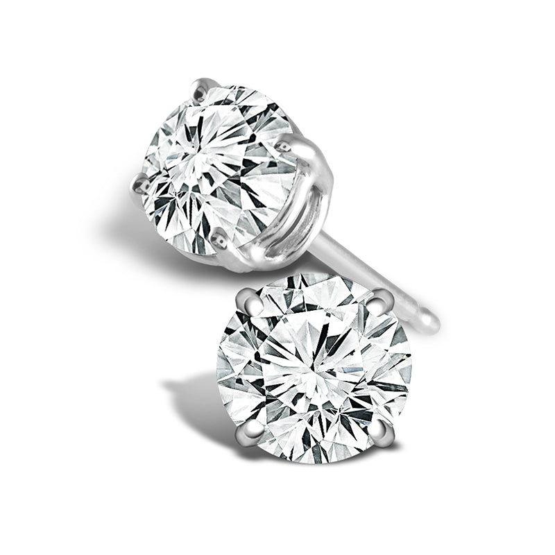 Diamond Solitaire Earrings 0.1 ct tw Round 14k White Gold