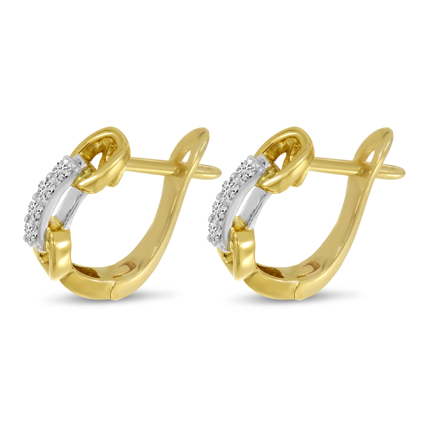 Brevani Diamond 2-Tone Huggie Earrings