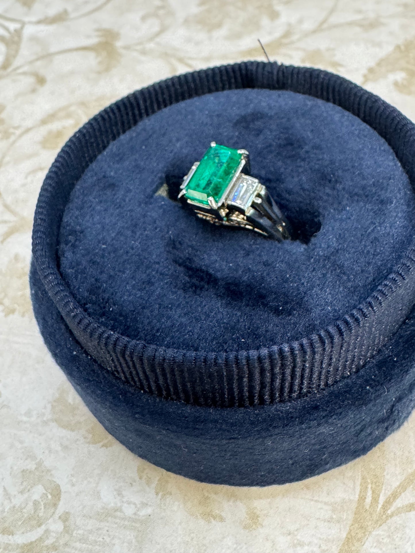 Emerald Diamond 3 stone Ring
