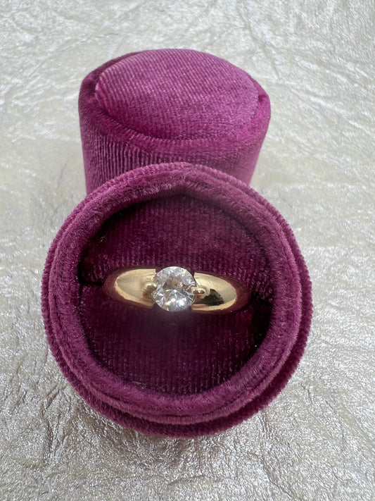 Old Euro Diamond Solitaire Low Profile Ring