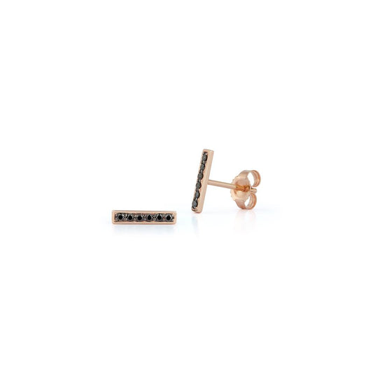 Black Diamond Thin Bar Stud Earrings