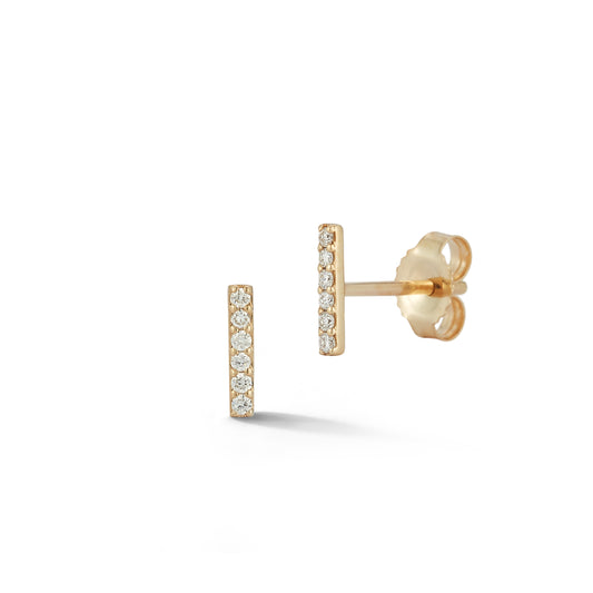 Pave Diamond Thin Bar Stud Earrings