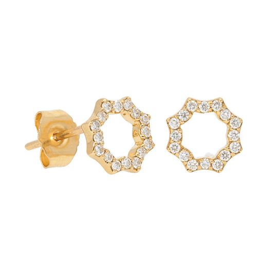 Open Pave Diamond Starburst Stud Earrings