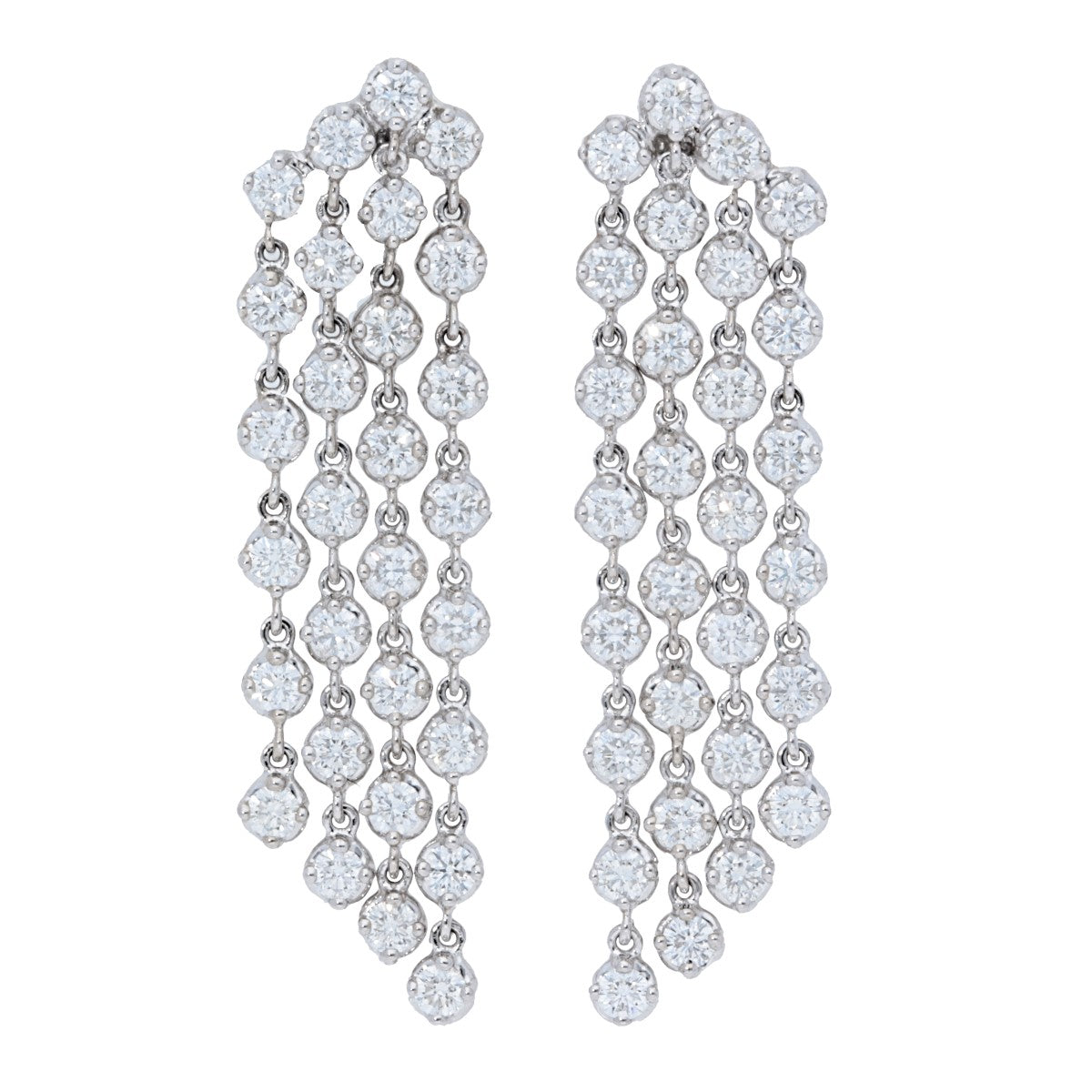 4 Row Diamond Waterfall Stud Earrings