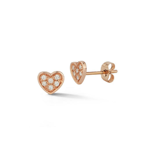 Pave Diamond Heart Stud Earrings