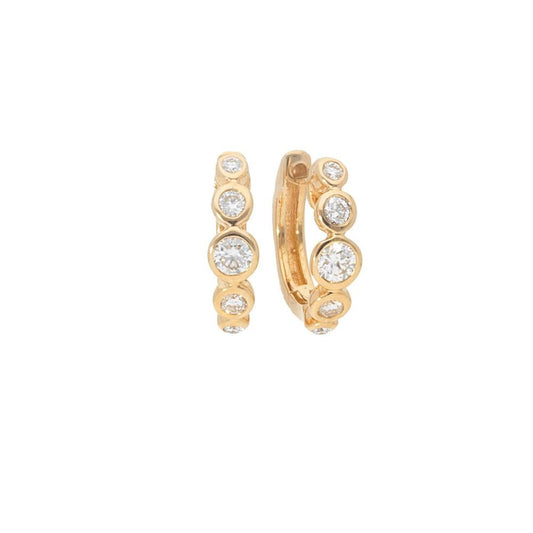 Graduated Diamond Bezel Huggie Earrings