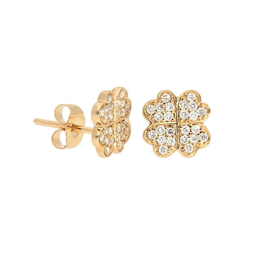 Pave Diamond Clover Stud Earrings