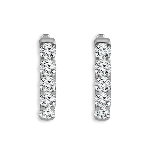 Diamond Hoops Earrings 1 ct tw 14k White Gold