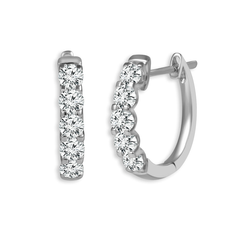 Diamond Hoops Earrings 1 ct tw 14k White Gold