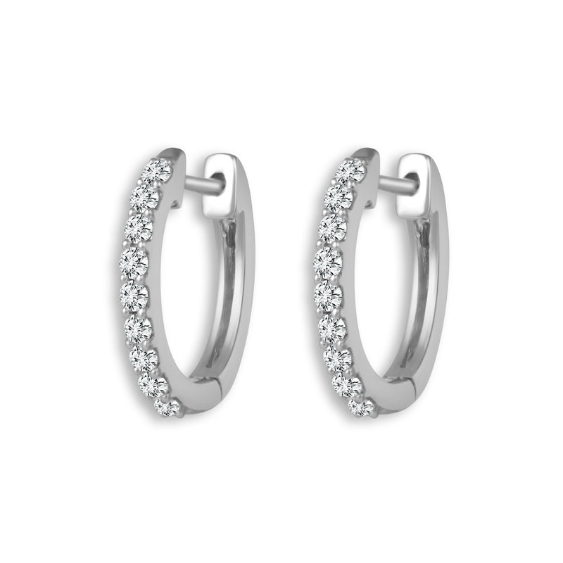 Diamond Hoops Earrings 0.33 ct tw 14k White Gold