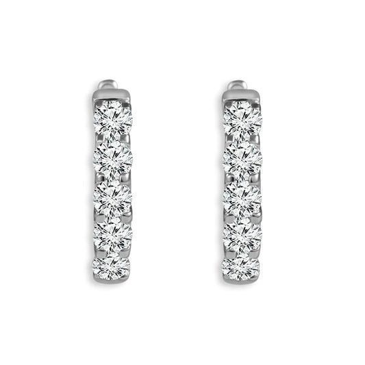 Diamond Hoops Earrings 1.5 ct tw 14k White Gold