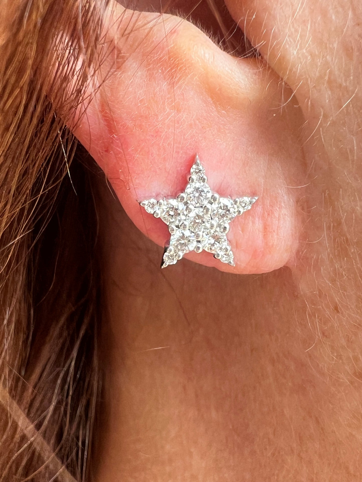 White Gold Diamond Star Stud Earrings