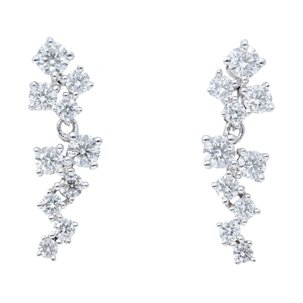 Cluster Diamond Drop Stud Earrings