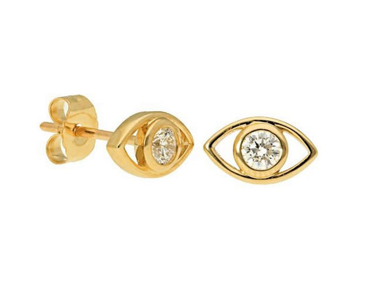 Evil Eye Diamond Stud Earrings