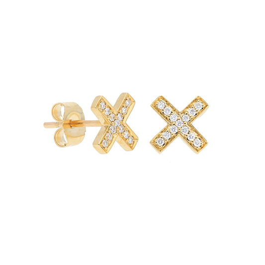 Pave Diamond X Studs