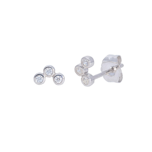 3 Diamond Bezel Set Studs