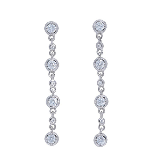 Diamond Bezel Prong Drop Stud Earrings