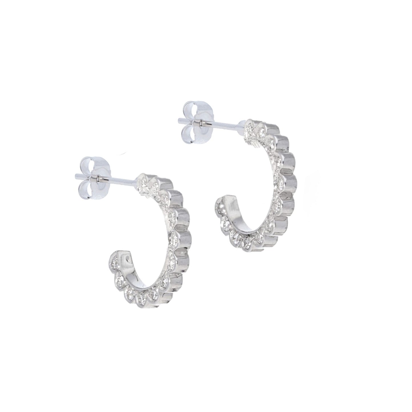 Side Diamond Stud Hoop Earrings