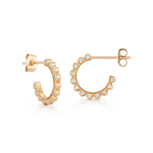 Side Diamond Stud Hoop Earrings