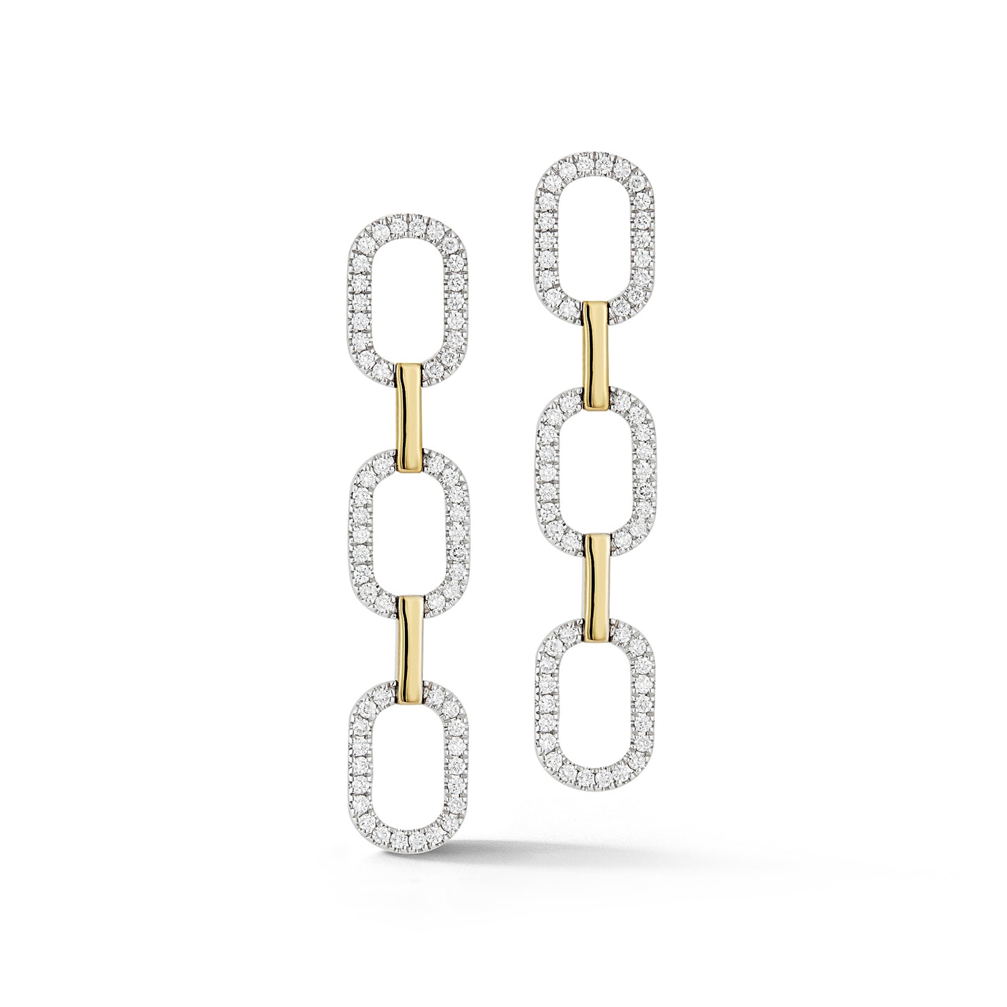 Pave Diamond Link Drop Earrings