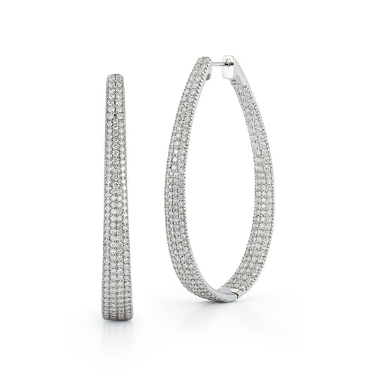 Oval Shape Diamond Hoop Earrings