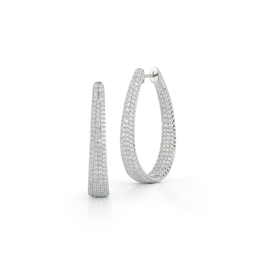 Oval Shape Diamond Hoop Earrings