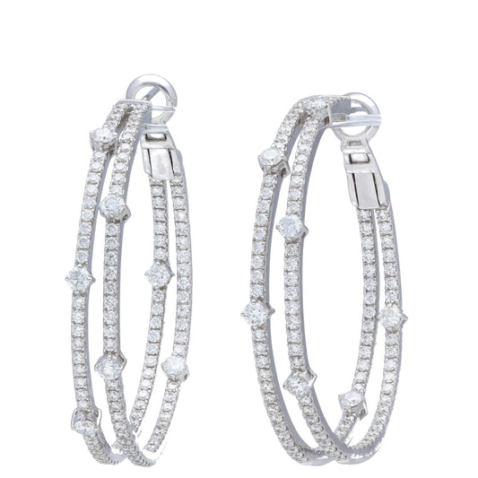 Multi Size Diamond Hoop Earrings