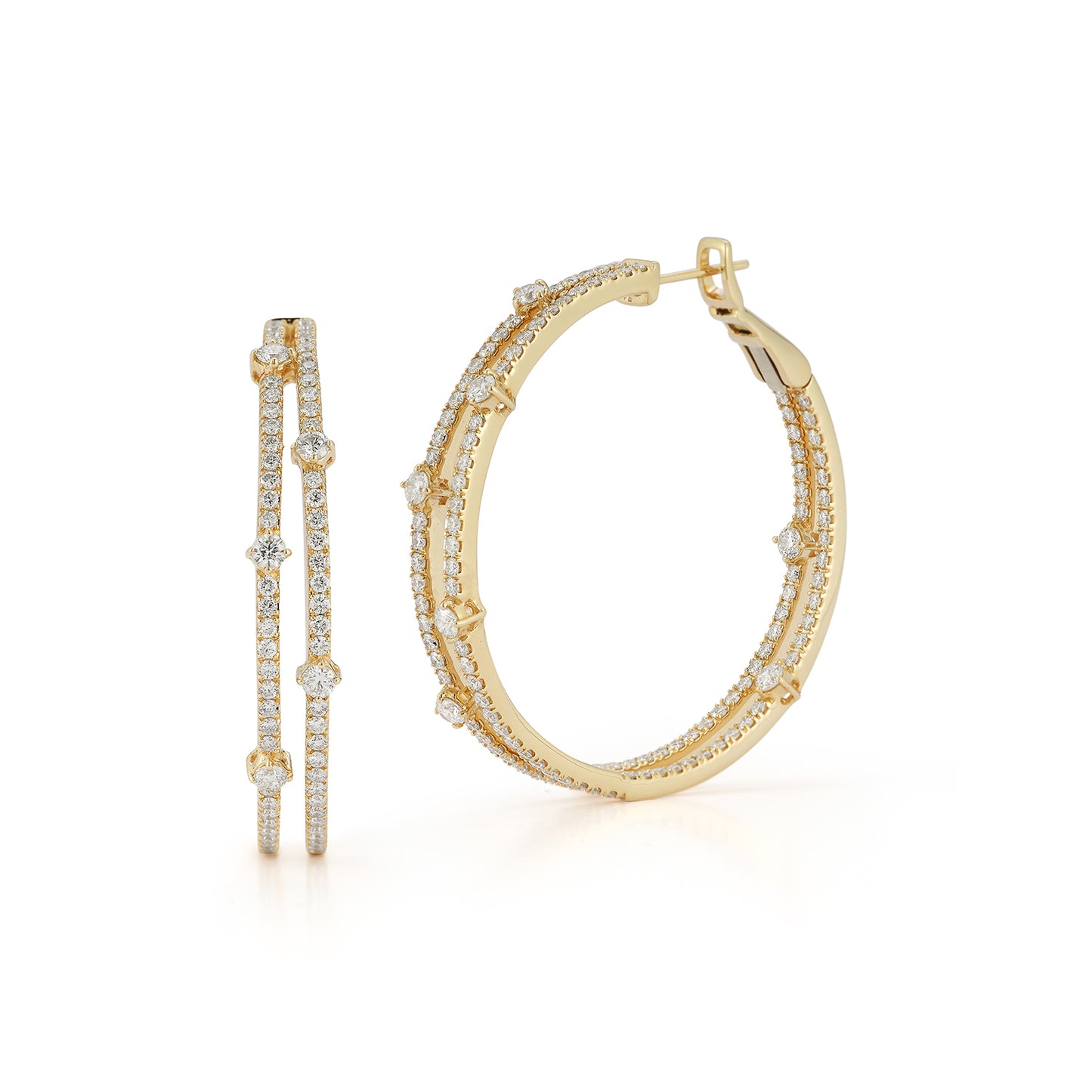 Multi Size Diamond Hoop Earrings