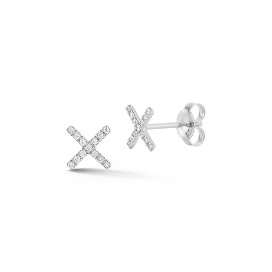 Pave Diamond Cross Stud Earrings