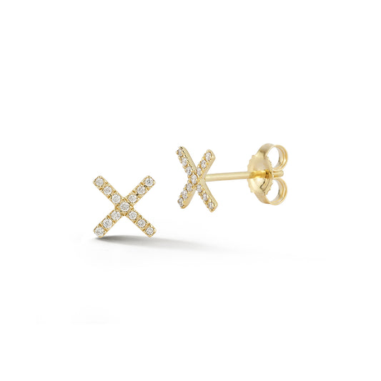 Pave Diamond Cross Stud Earrings