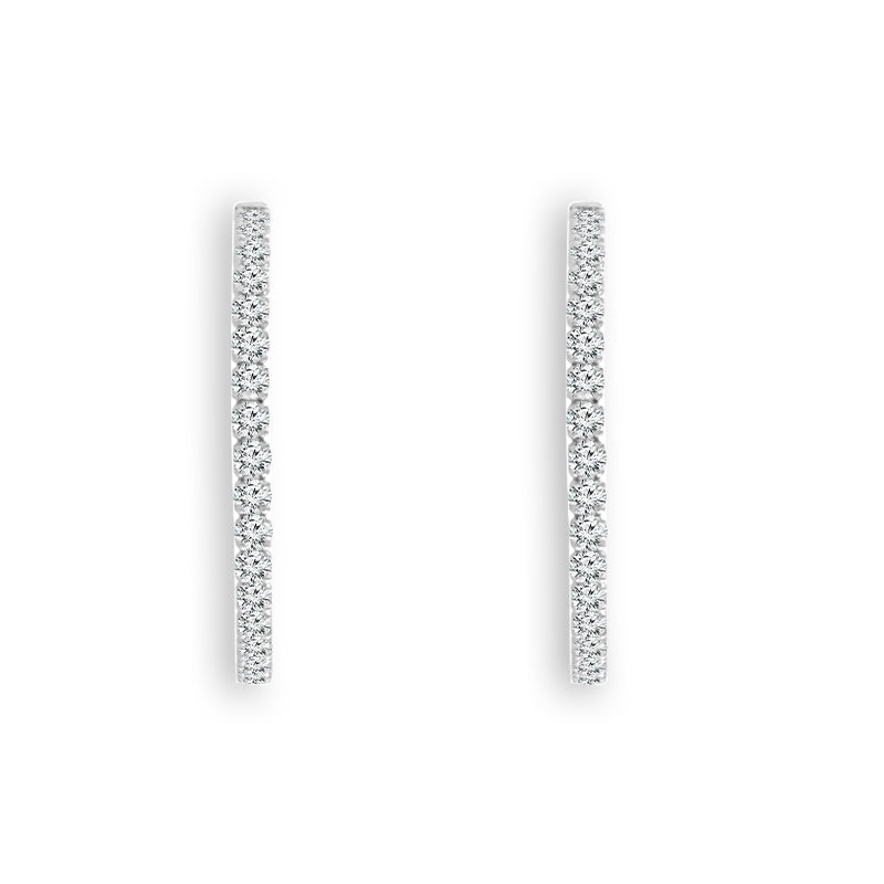 Diamond Hoops Earrings 2 ct tw 14k White Gold