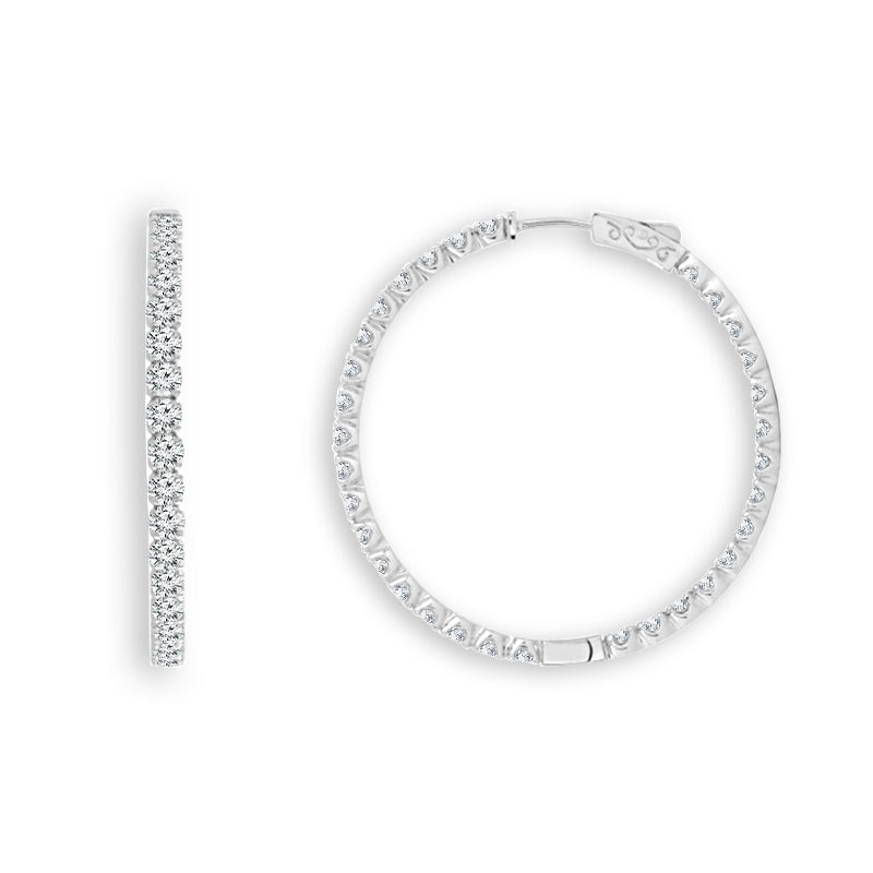 Diamond Hoops Earrings 2 ct tw 14k White Gold