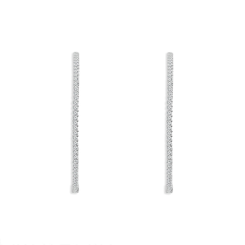 Diamond Hoops Earrings 1.00 ct tw 14k White Gold