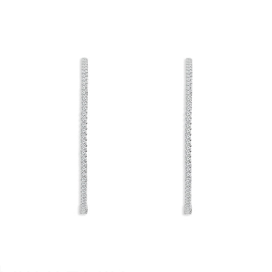 Diamond Hoops Earrings 1.00 ct tw 14k White Gold