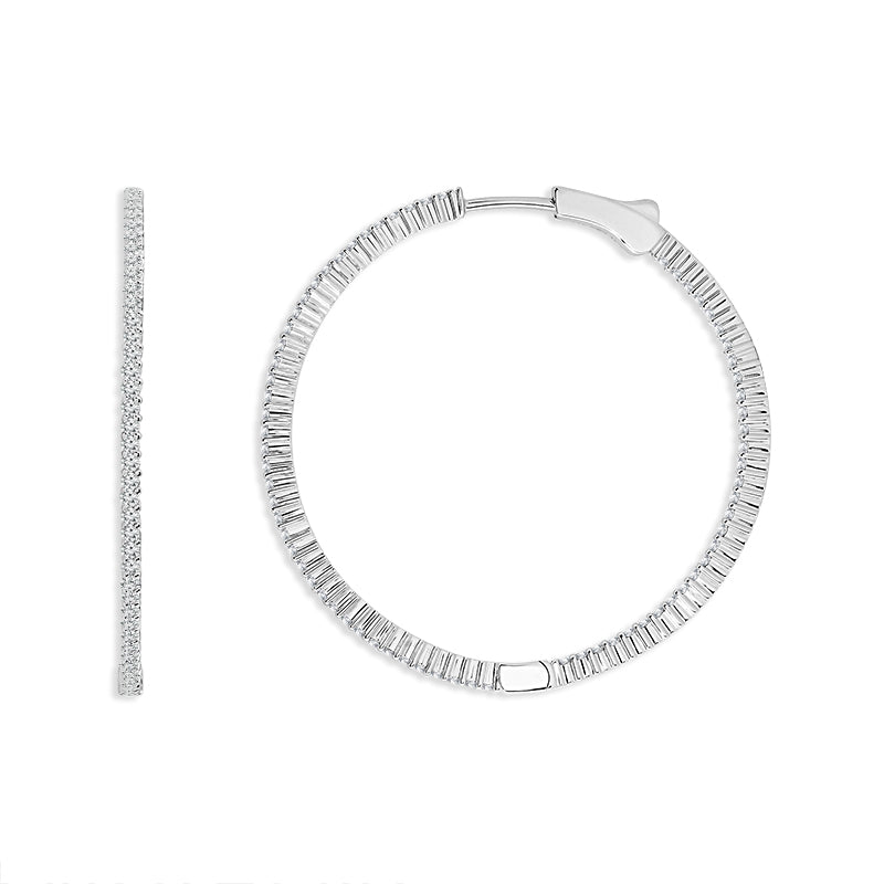 Diamond Hoops Earrings 1.00 ct tw 14k White Gold