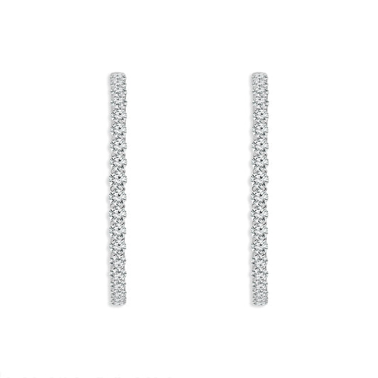 Diamond Hoops Earrings 4.00 ct tw 14k White Gold