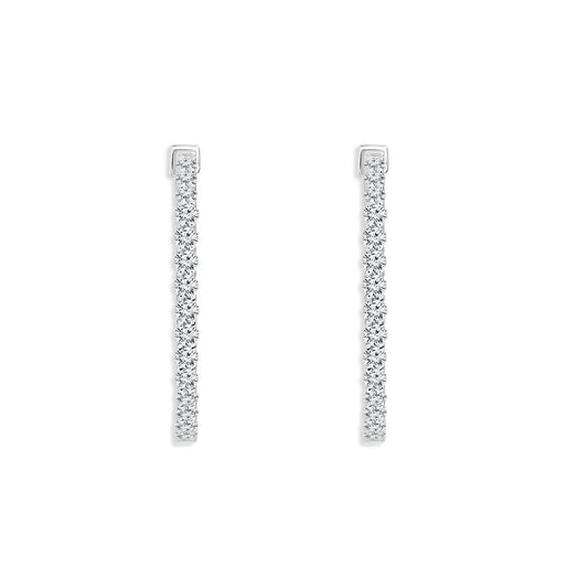 Diamond Hoops Earrings 1.00 ct tw 14k White Gold